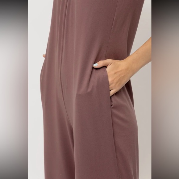 420. Jumpsuit Soft Jersey Merlot Jumpsuit W/Adjustable Straps NEW Item NWT S,M,L - Picture 2 of 8